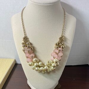 Elegant NRT Gold and Pink Beaded Necklace